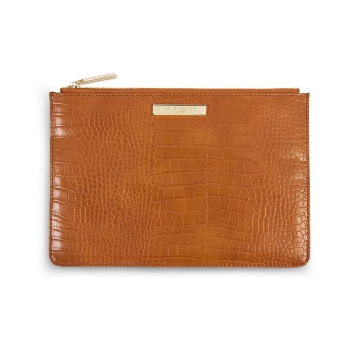Katie Loxton Celine Faux Croc Perfect Pouch - Cognac